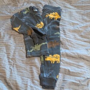 Kids Dinosaur Print Pajama Set - Gray with Yellow & Green